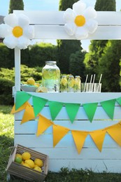 Lemonade stand with refreshing drink in park