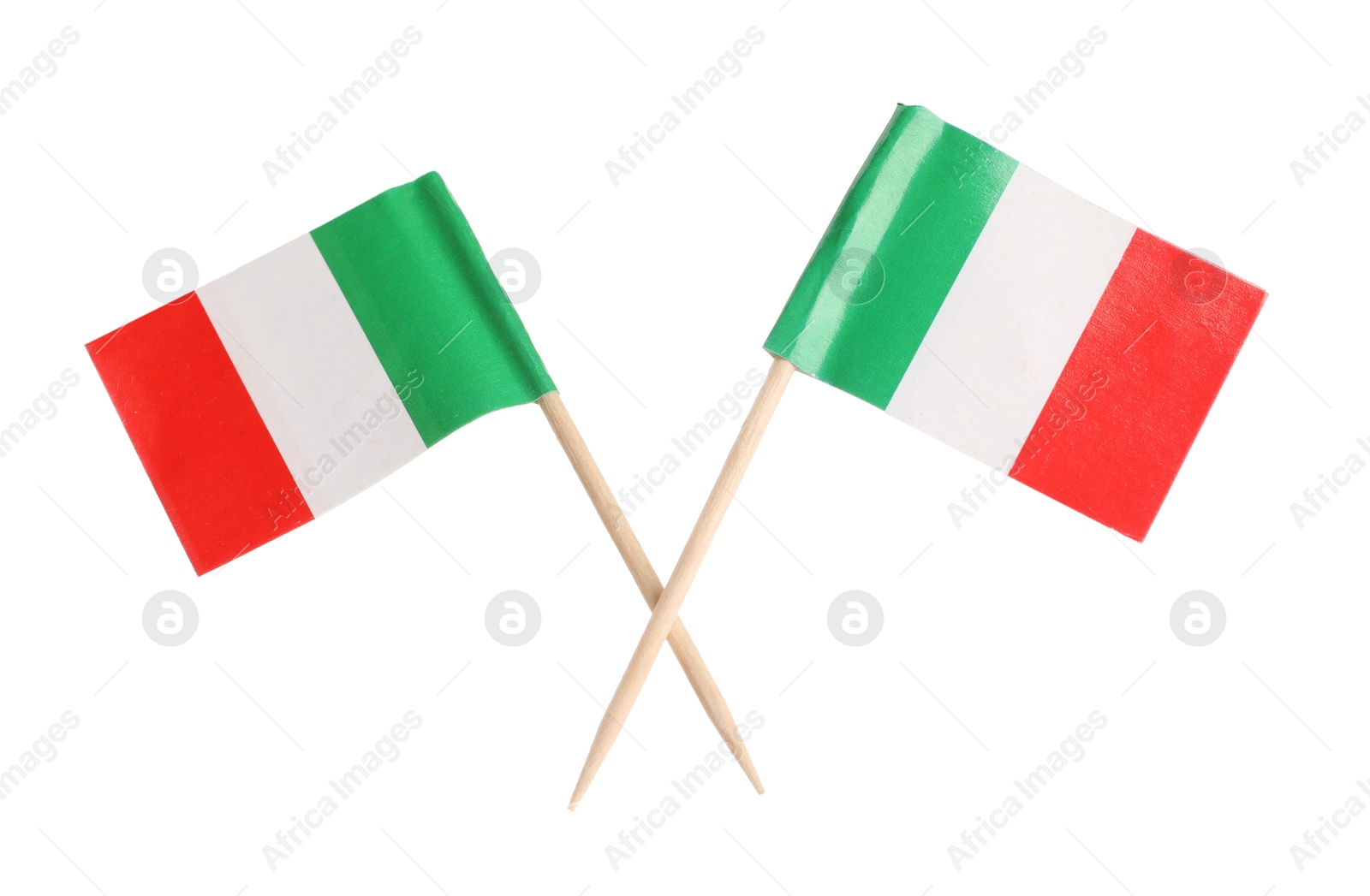 Photo of Small paper flags of Italy isolated on white