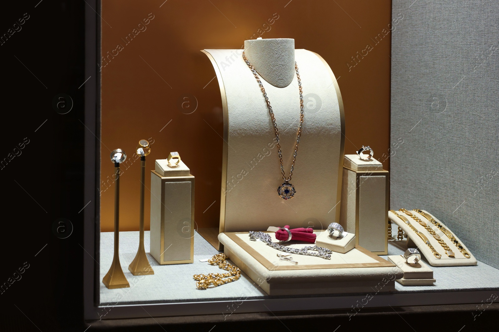 Photo of Store display with different jewelry in shopping mall