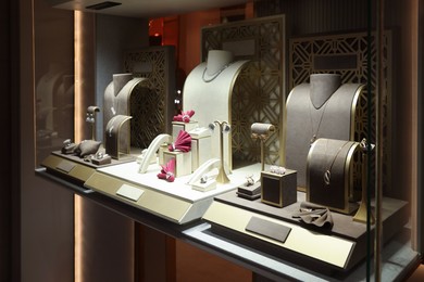 Photo of Store display with different jewelry in shopping mall