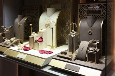 Photo of Store display with different jewelry in shopping mall