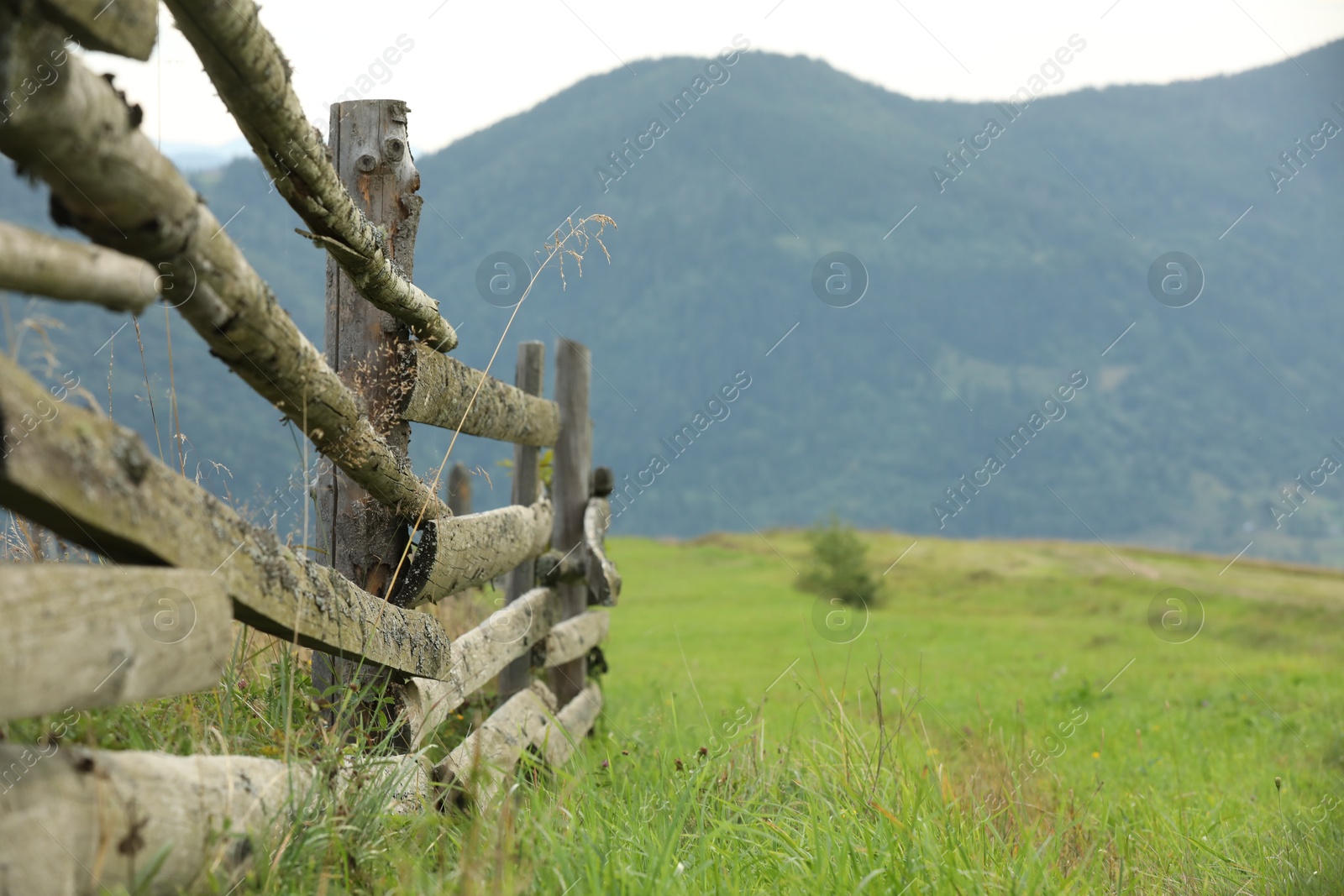 Photo of Beautiful view of wooden fence in mountains under sky