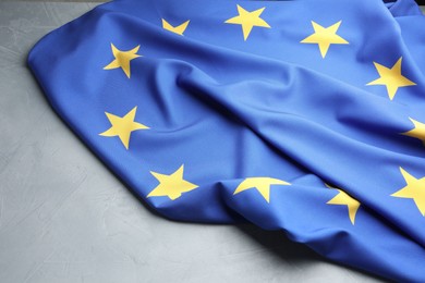 Photo of Flag of European Union on light grey table