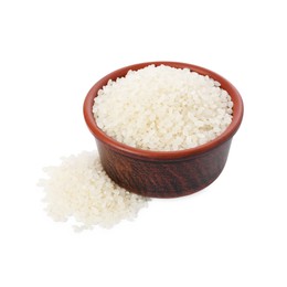 Photo of Raw rice in bowl isolated on white