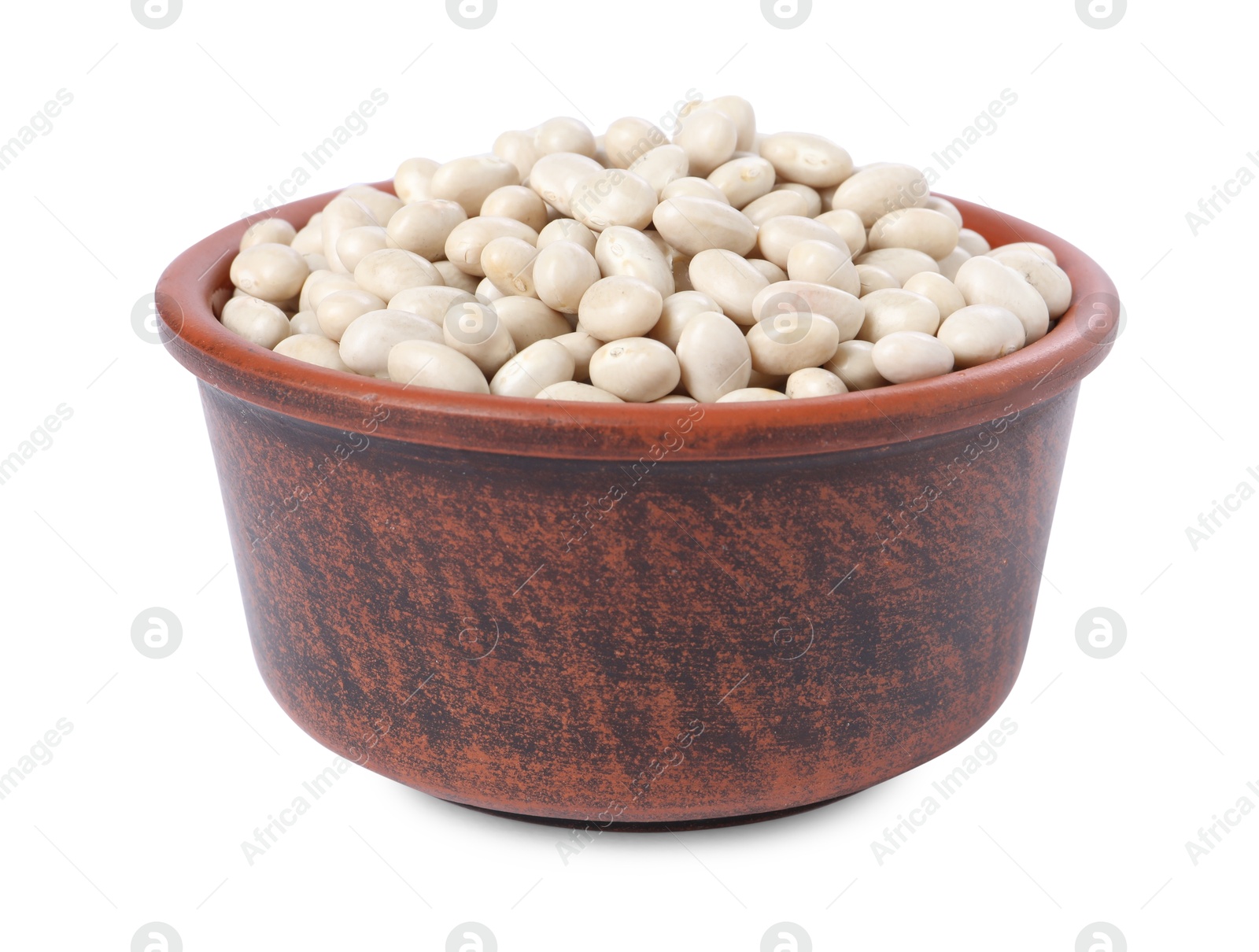 Photo of Dried beans in bowl isolated on white