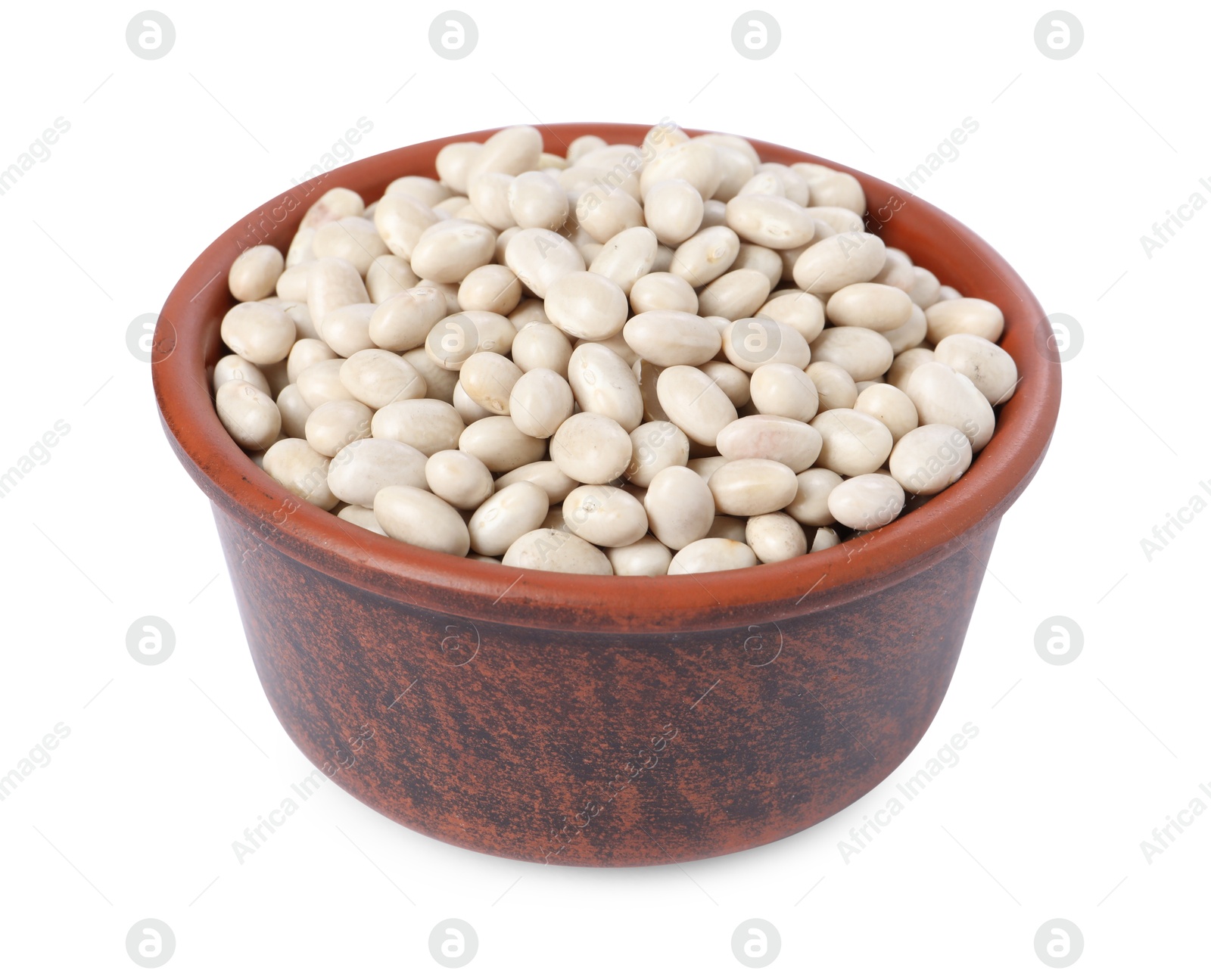 Photo of Dried beans in bowl isolated on white