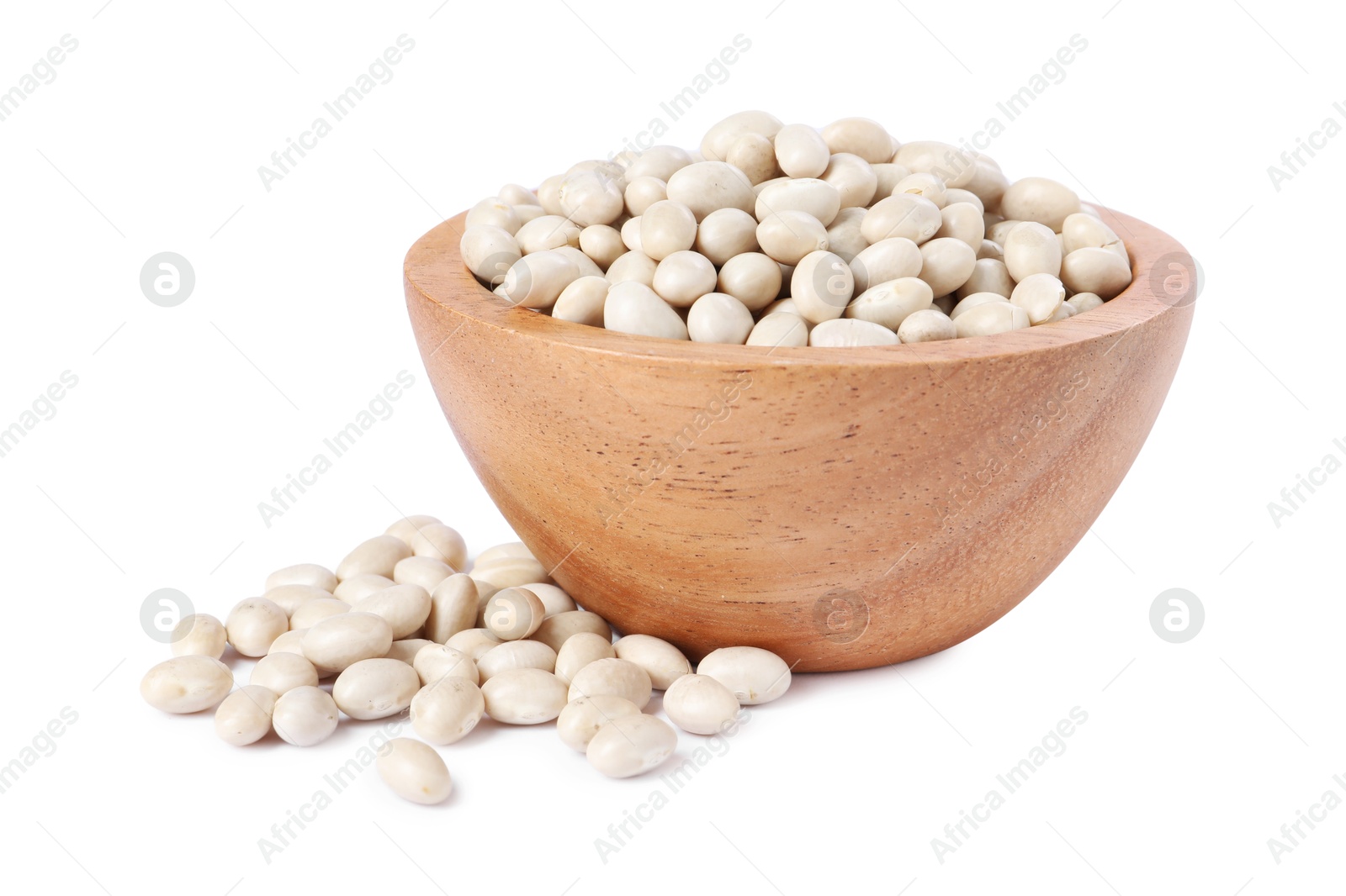 Photo of Dried beans in bowl isolated on white