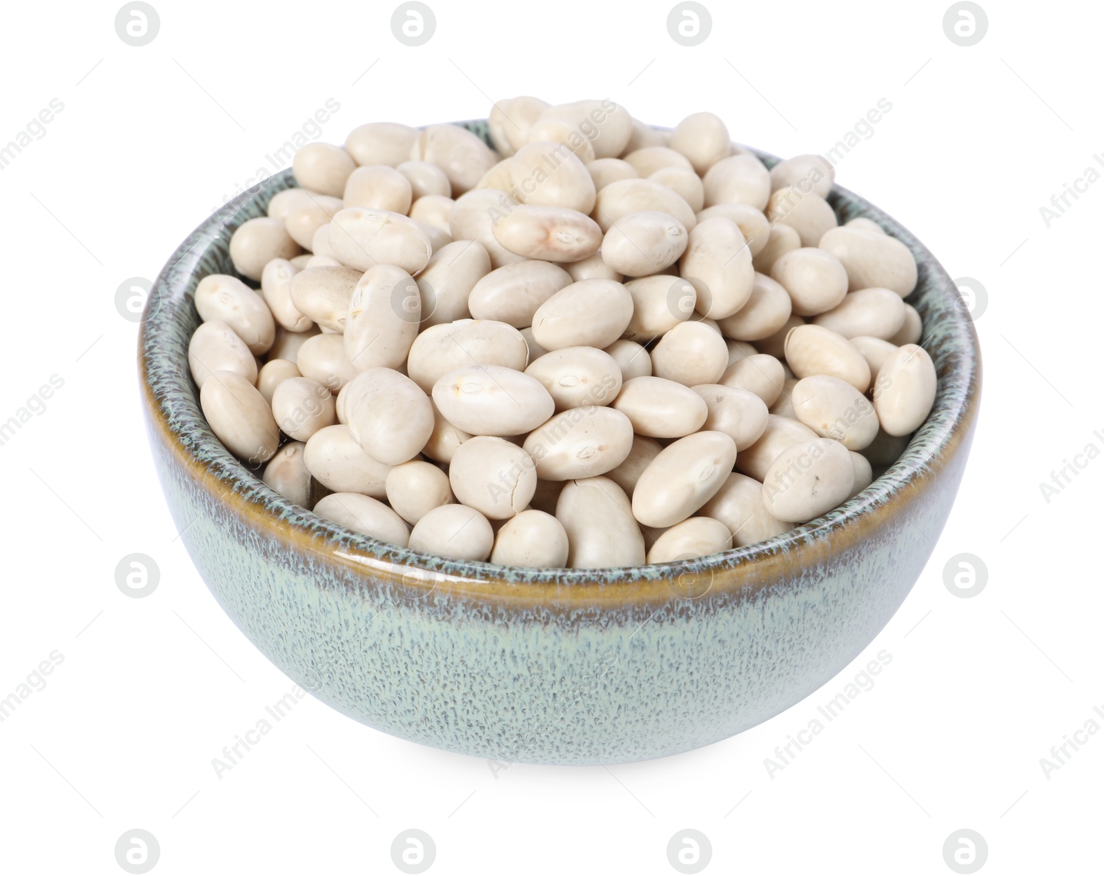 Photo of Dried beans in bowl isolated on white