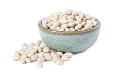 Dried beans in bowl isolated on white