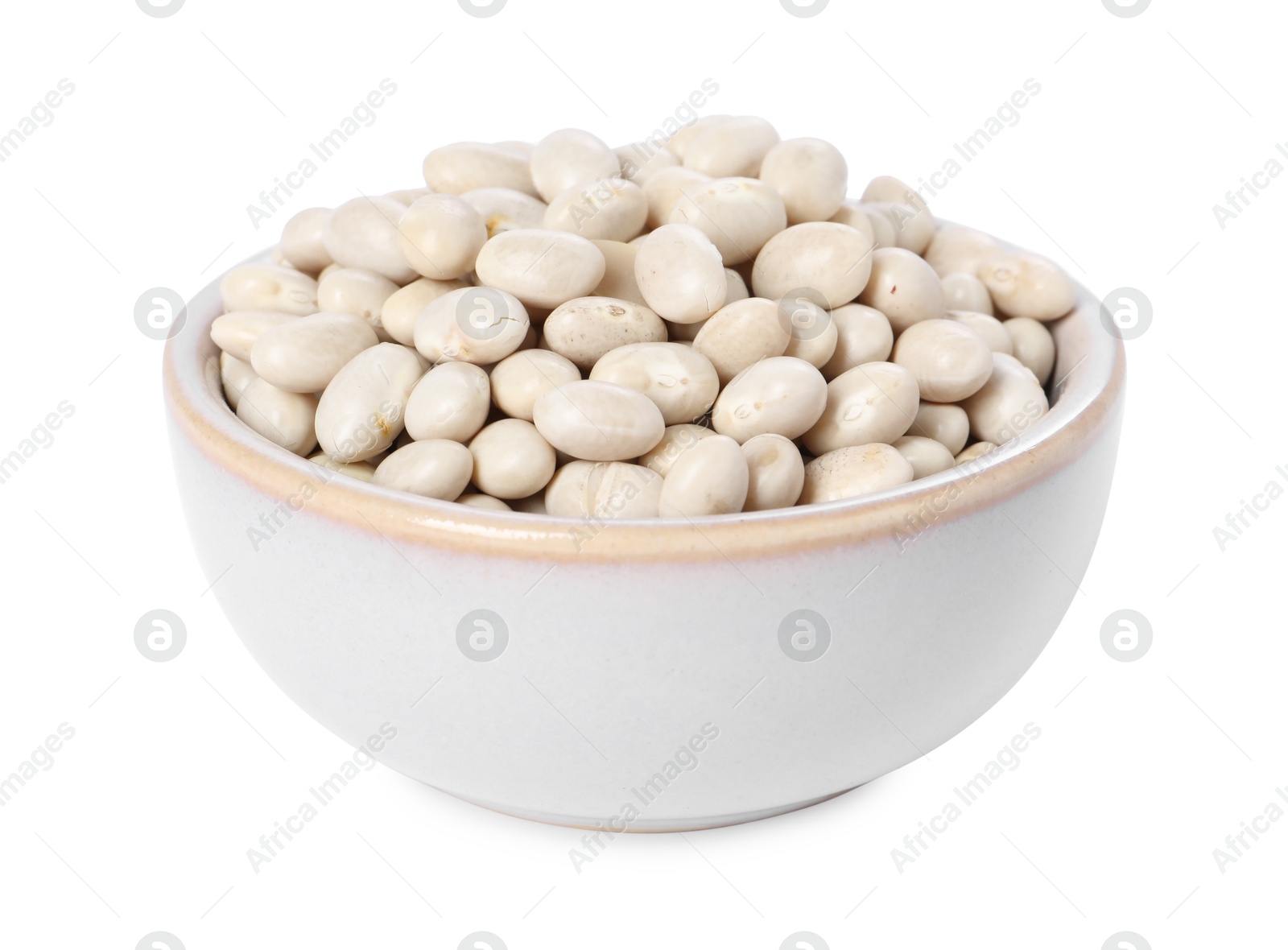 Photo of Dried beans in bowl isolated on white