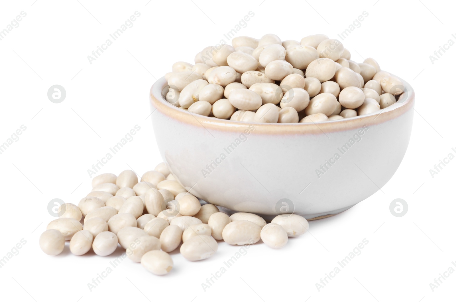 Photo of Dried beans in bowl isolated on white