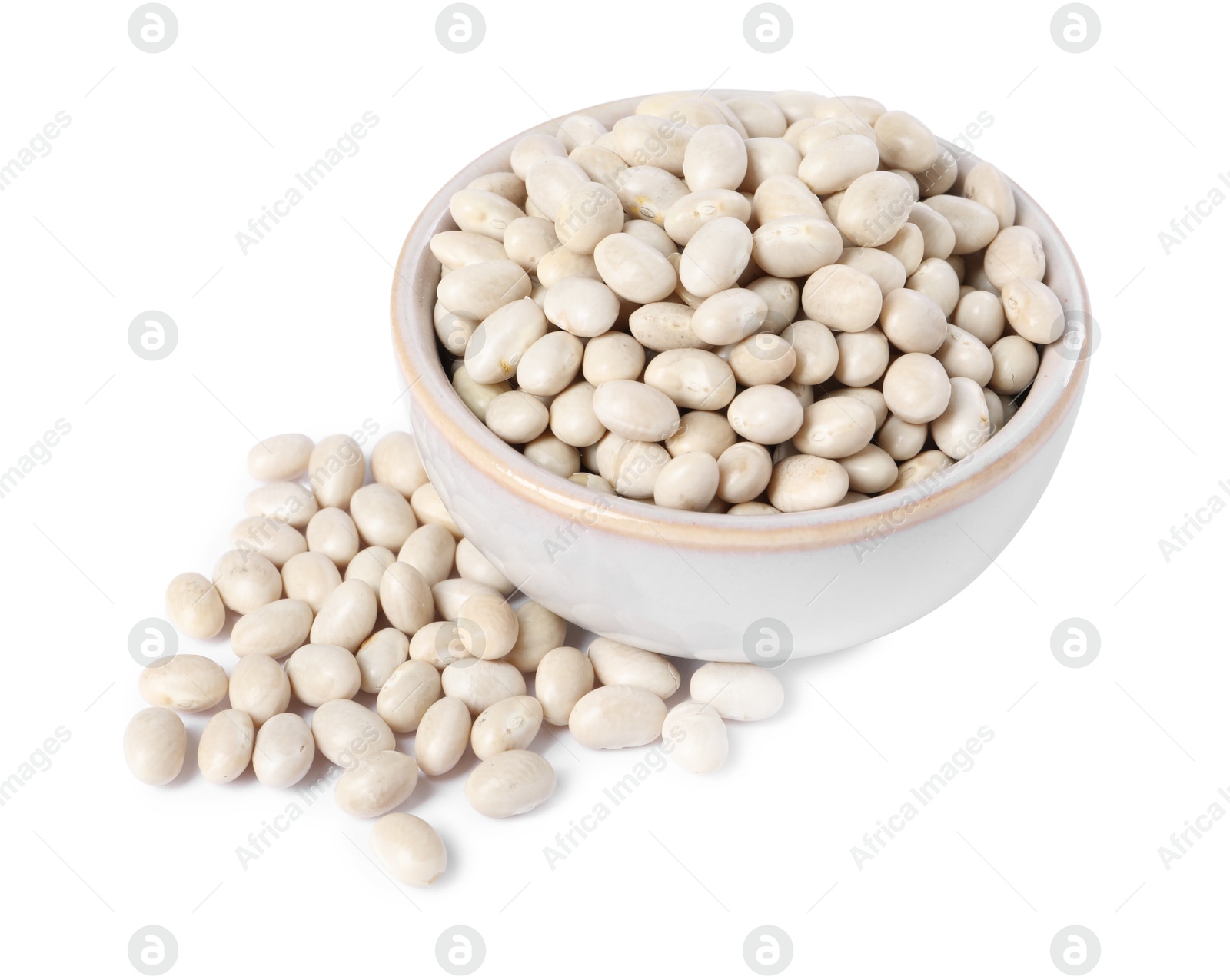 Photo of Dried beans in bowl isolated on white