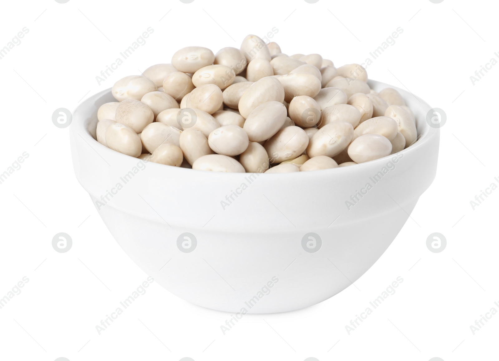 Photo of Dried beans in bowl isolated on white