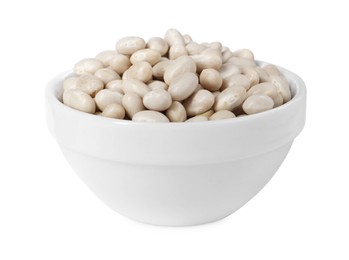 Photo of Dried beans in bowl isolated on white