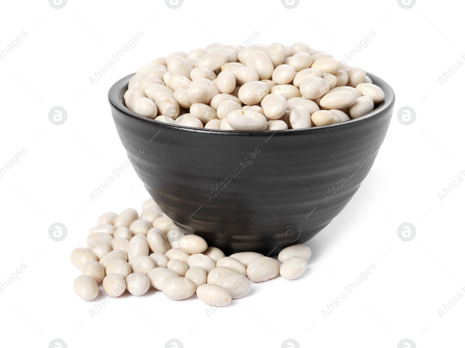 Photo of Dried beans in bowl isolated on white