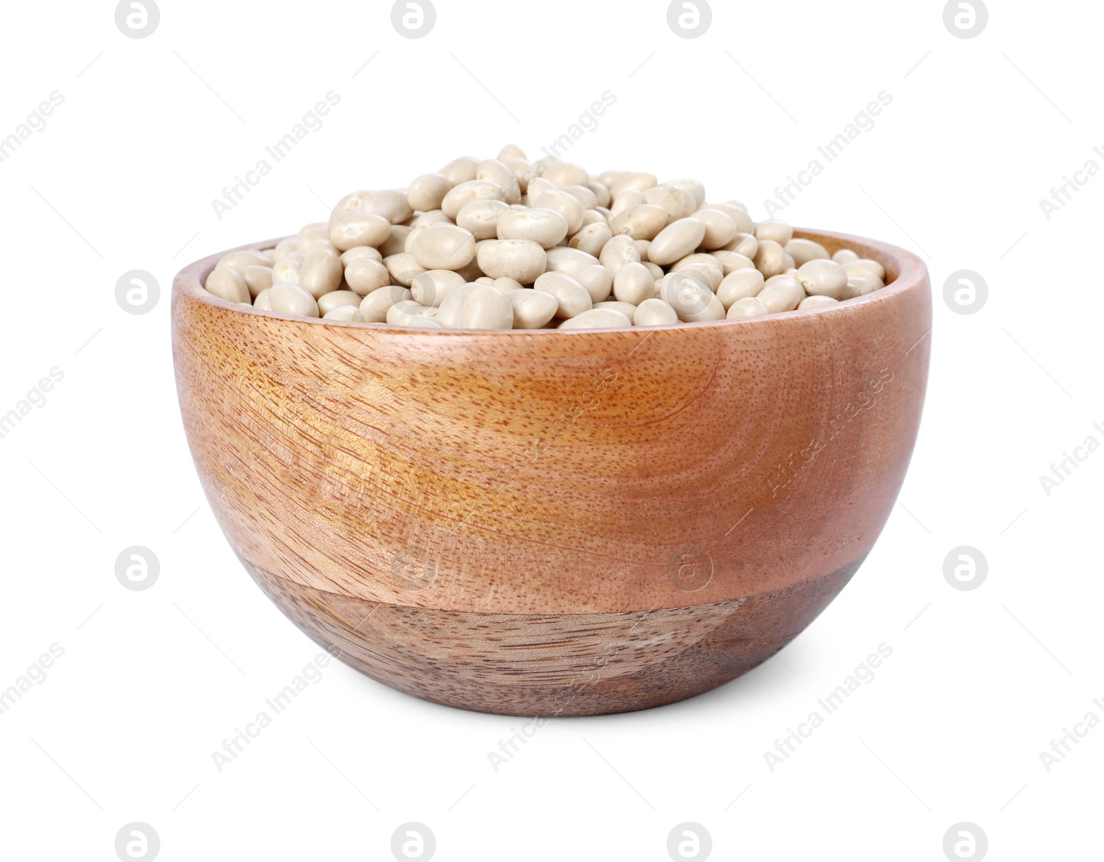 Photo of Dried beans in bowl isolated on white