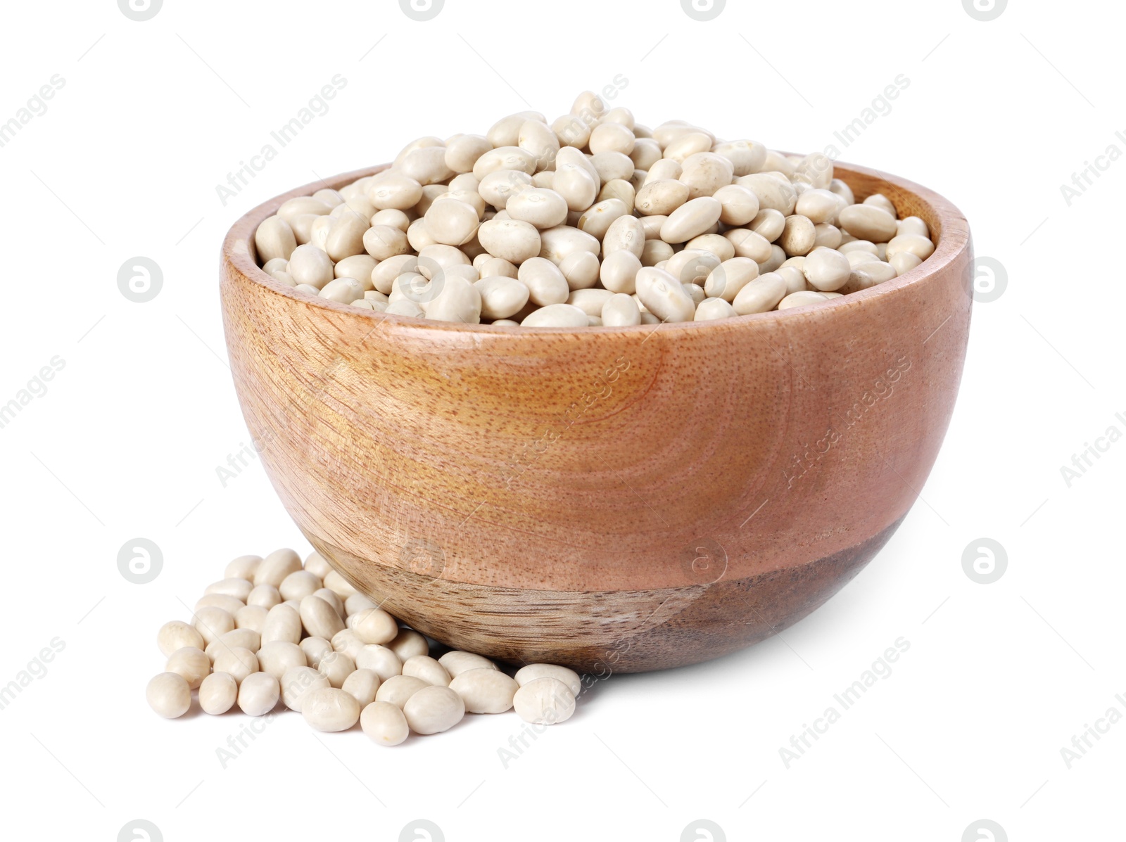 Photo of Dried beans in bowl isolated on white