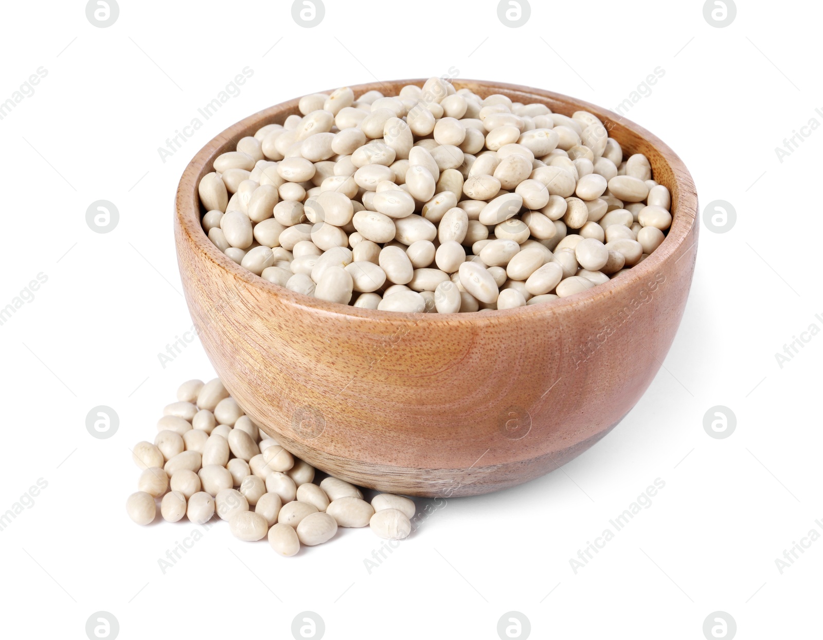 Photo of Dried beans in bowl isolated on white