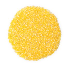 Photo of Raw cornmeal isolated on white, top view