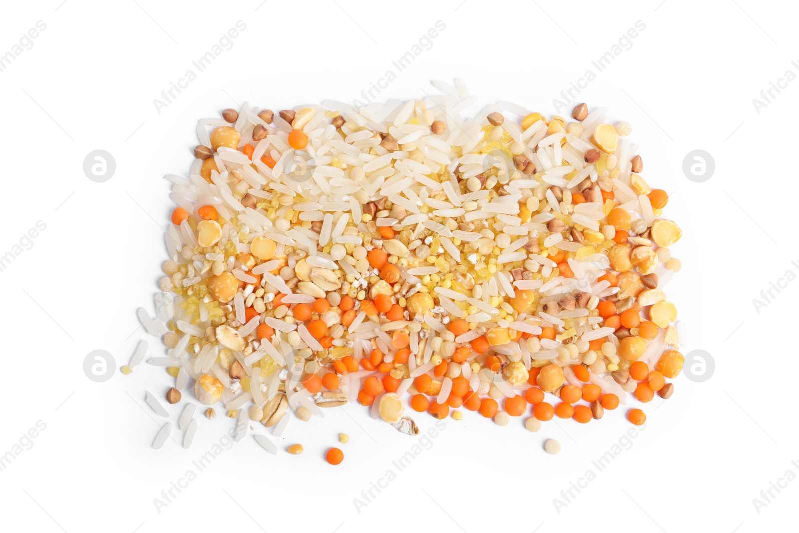 Photo of Pile of legumes and cereals isolated on white