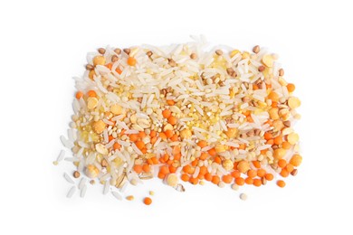 Photo of Pile of legumes and cereals isolated on white