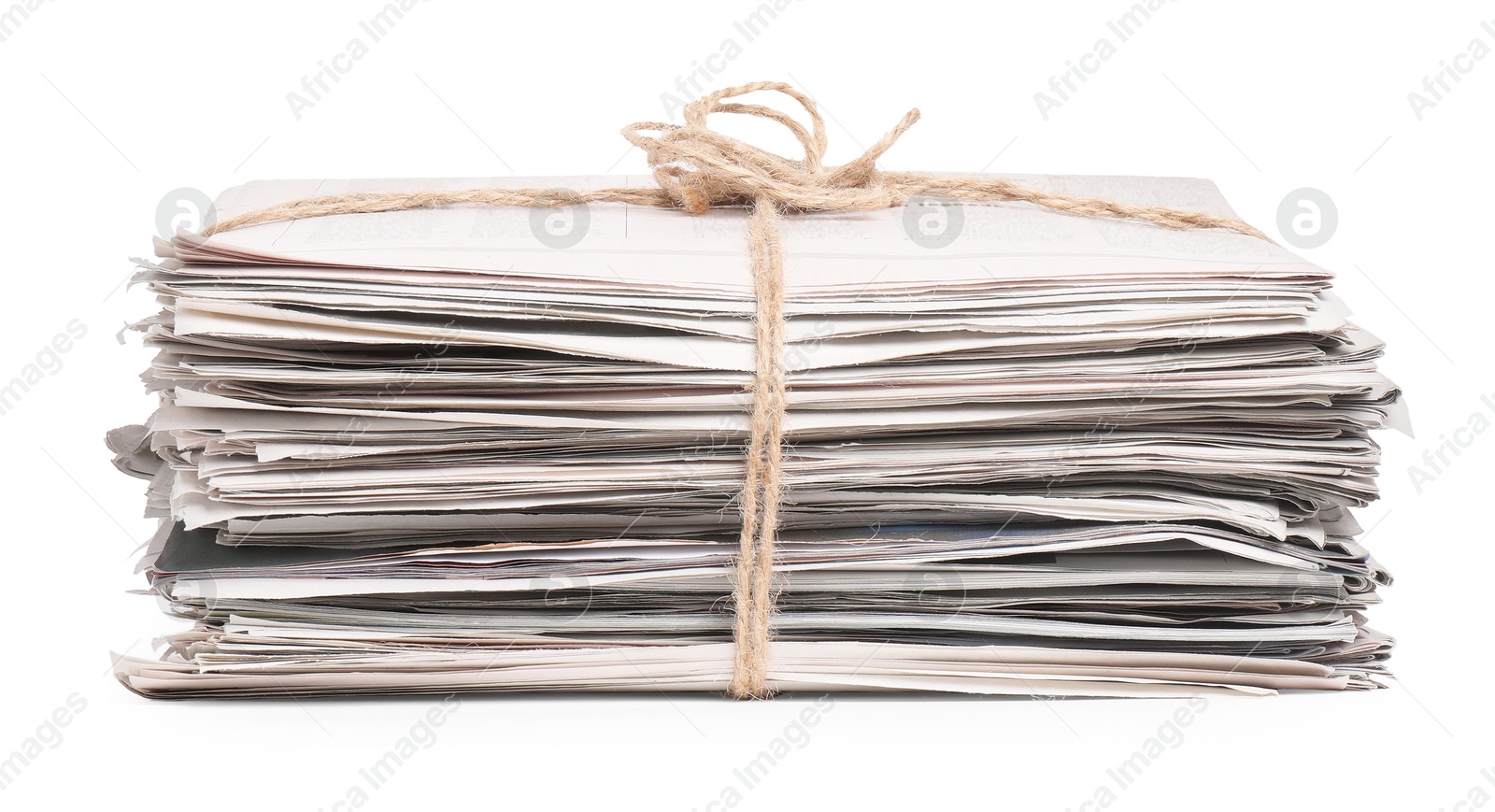 Photo of Stack of many newspapers isolated on white