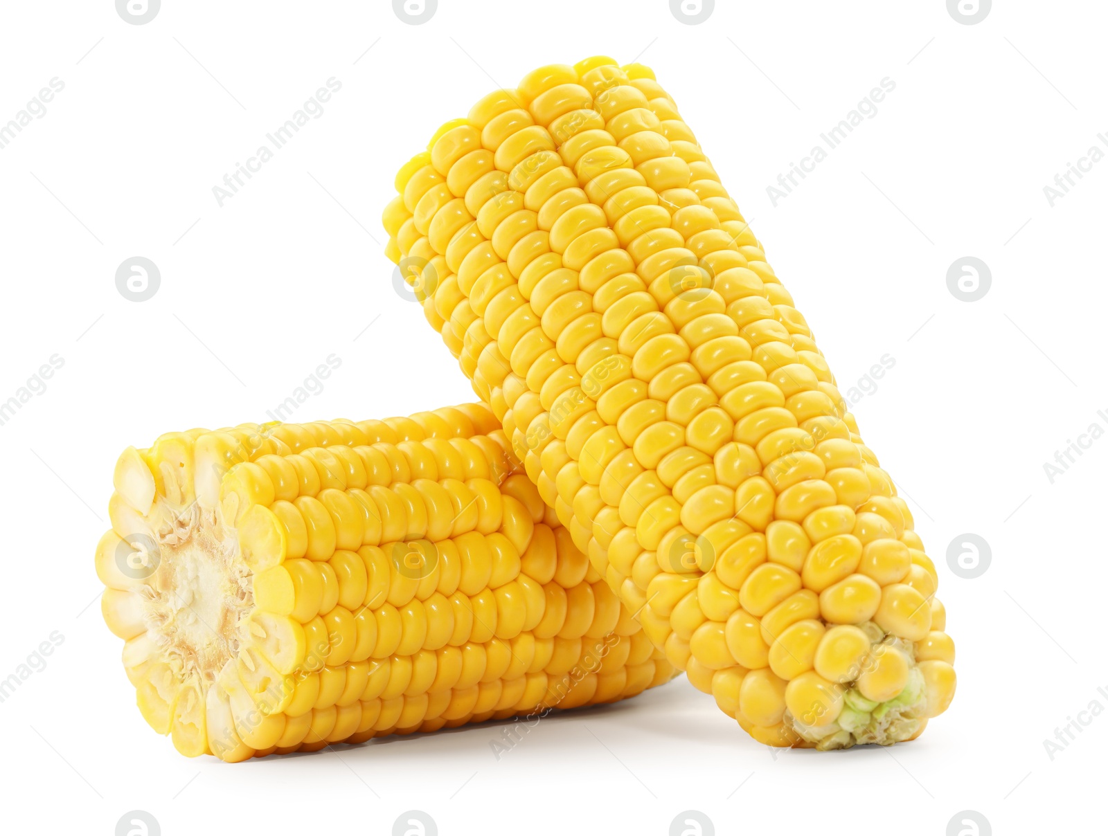 Photo of Pieces of fresh corncob isolated on white