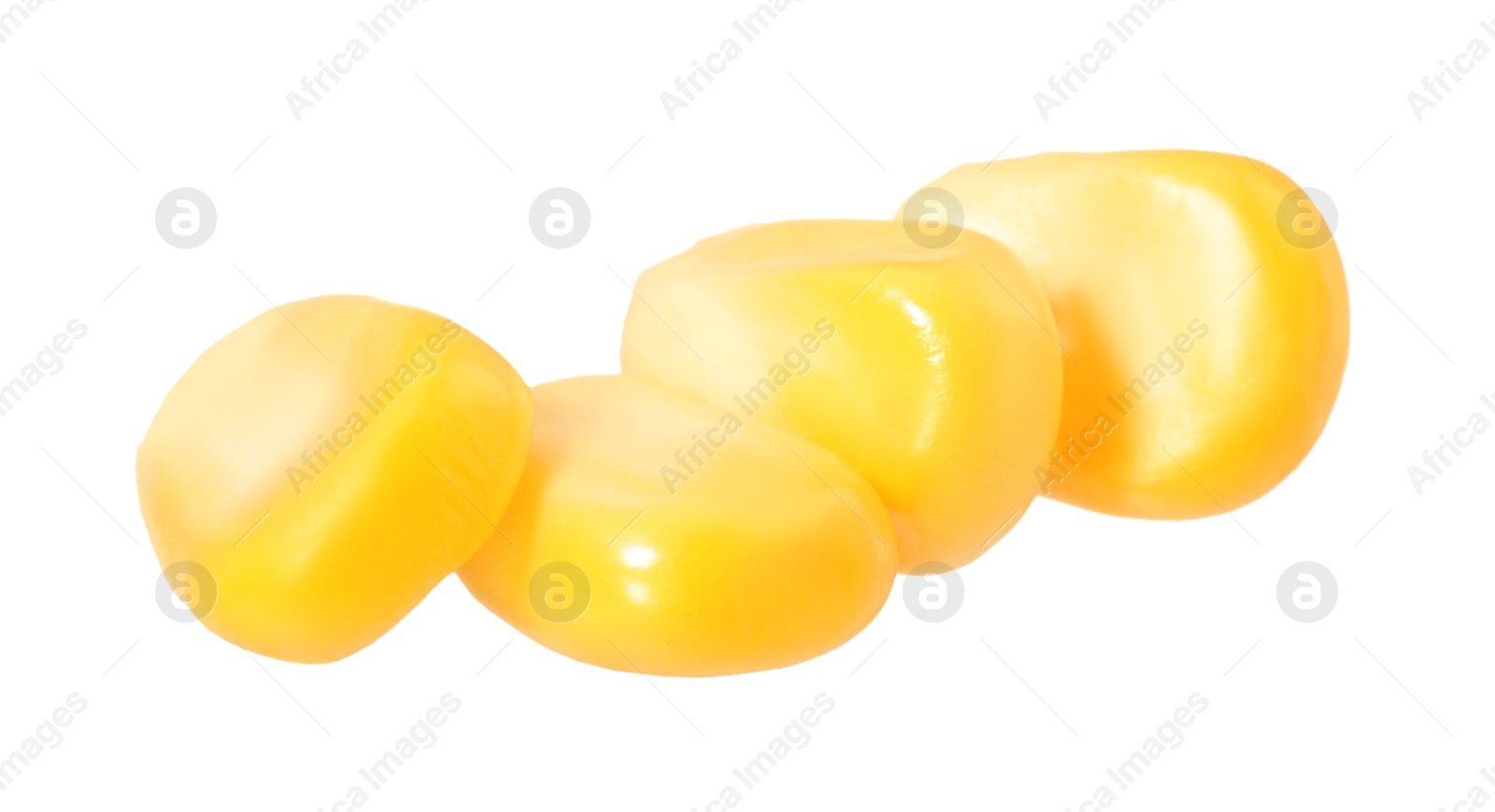 Photo of Fresh ripe corn kernels isolated on white