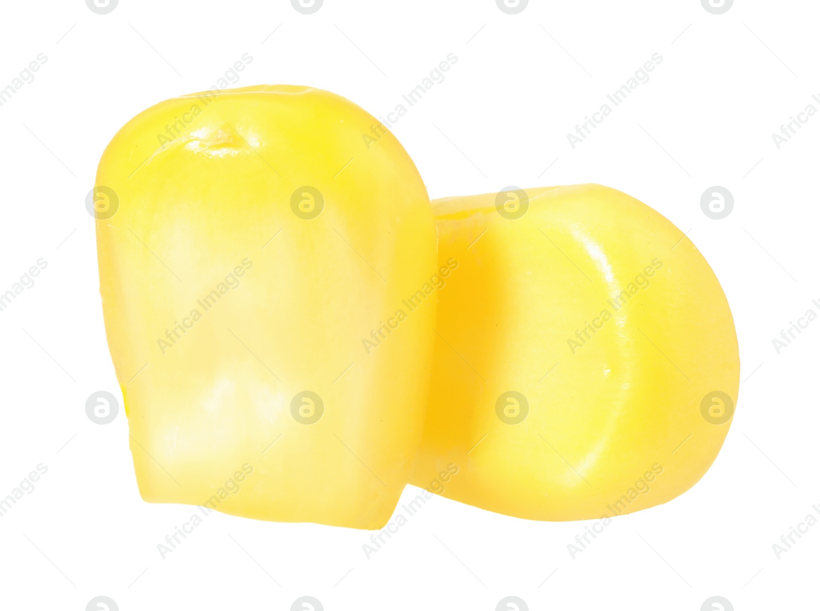 Photo of Fresh ripe corn kernels isolated on white