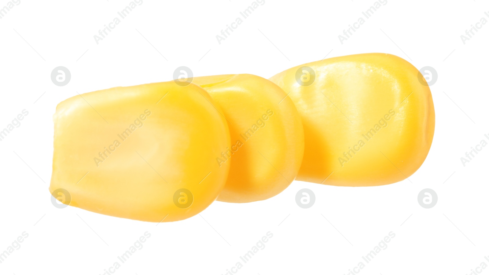 Photo of Fresh ripe corn kernels isolated on white