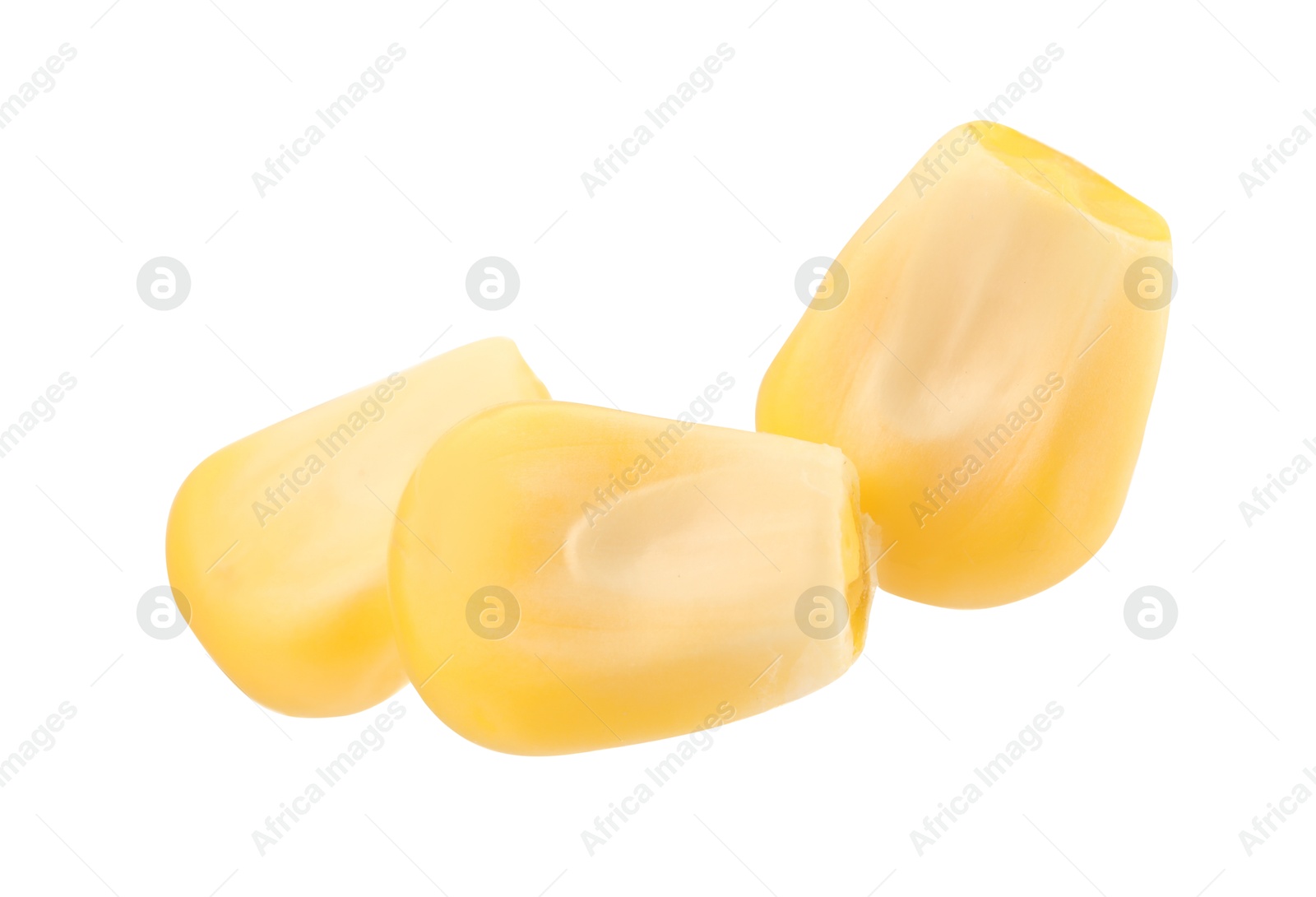 Photo of Fresh ripe corn kernels isolated on white