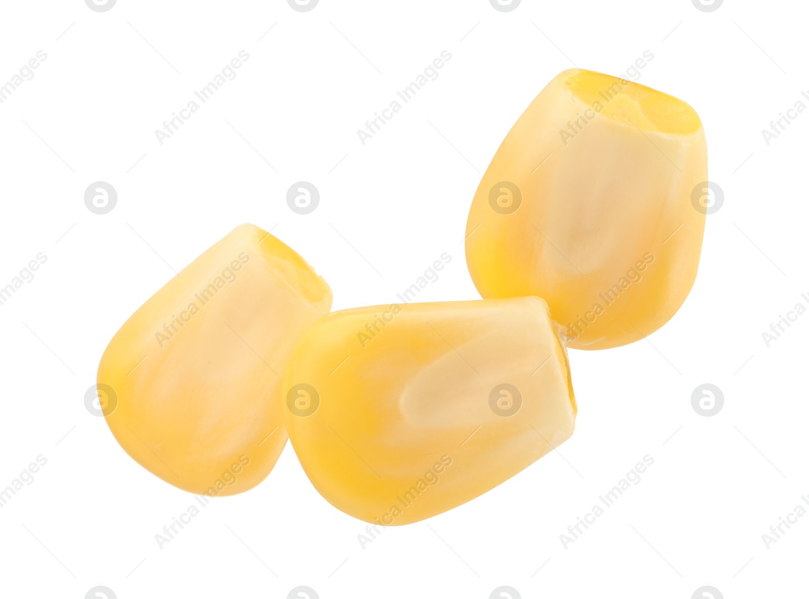 Photo of Fresh ripe corn kernels isolated on white