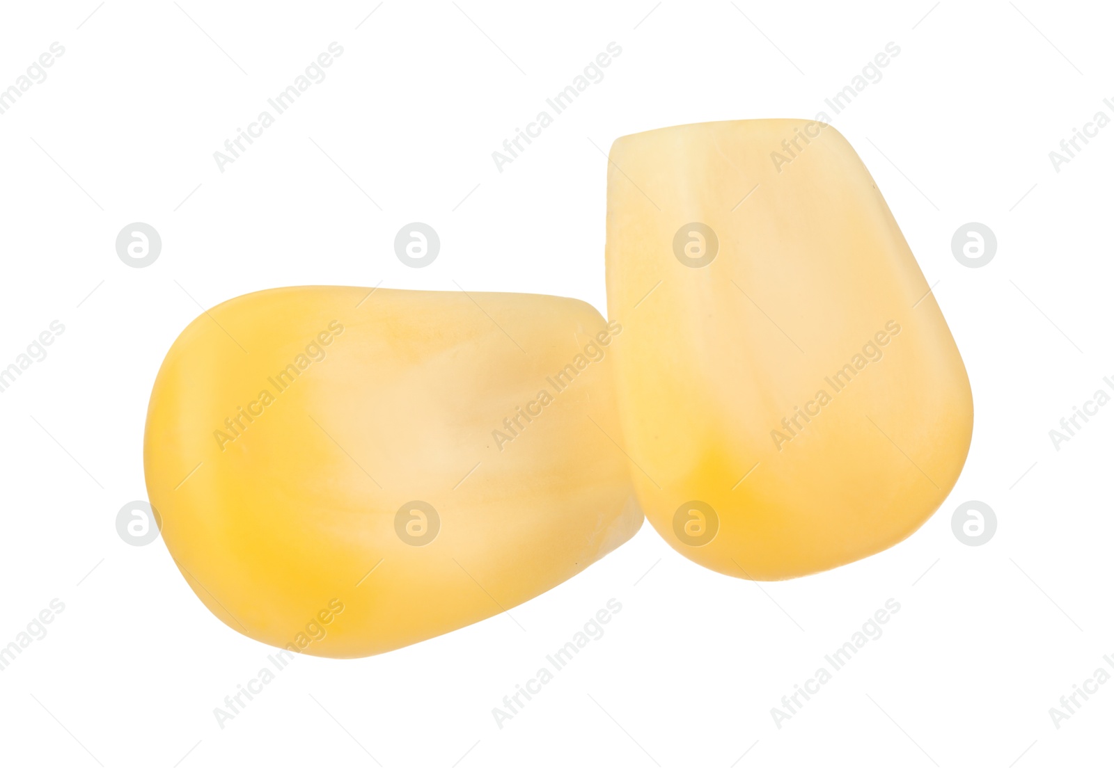 Photo of Fresh ripe corn kernels isolated on white