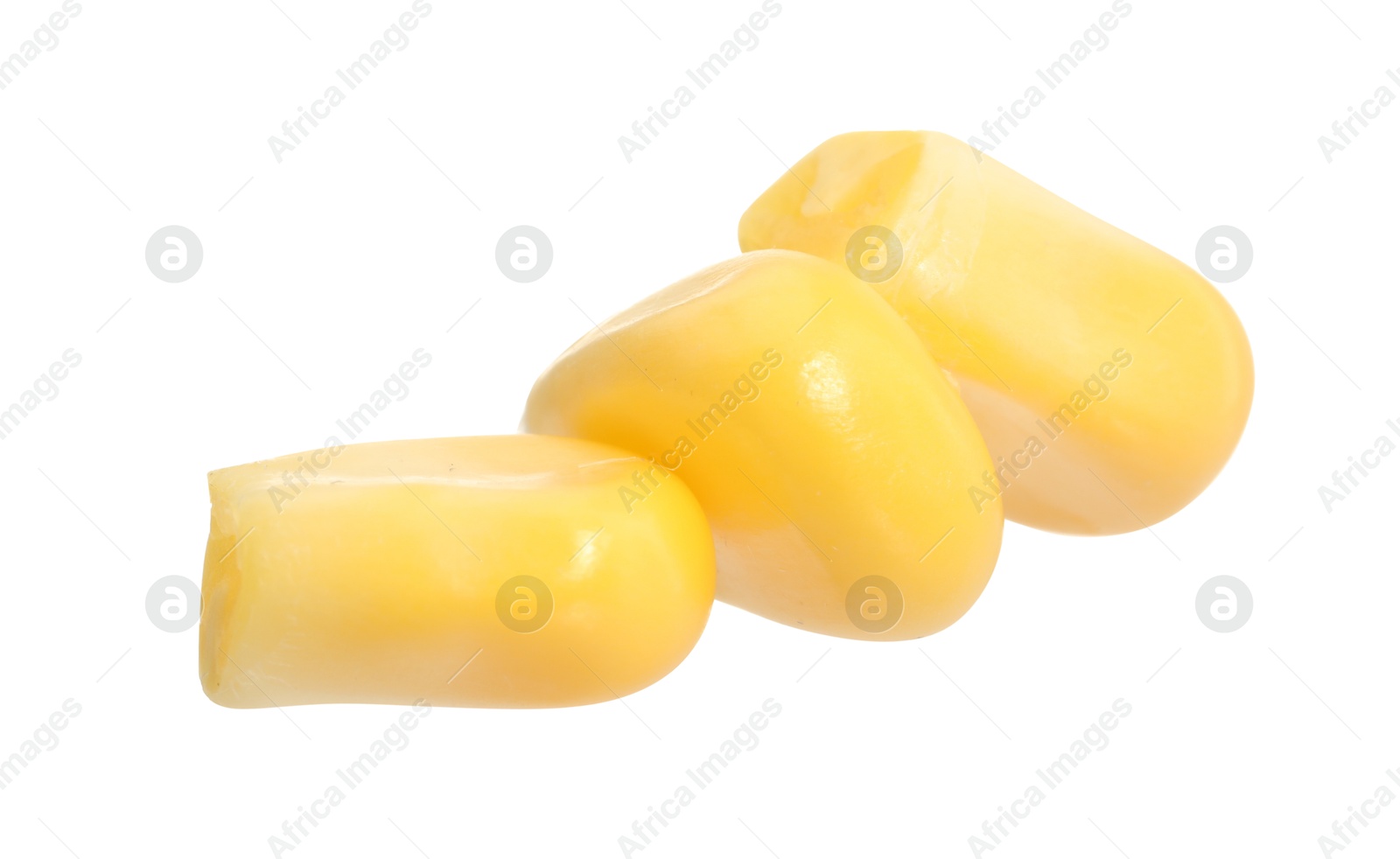 Photo of Fresh ripe corn kernels isolated on white