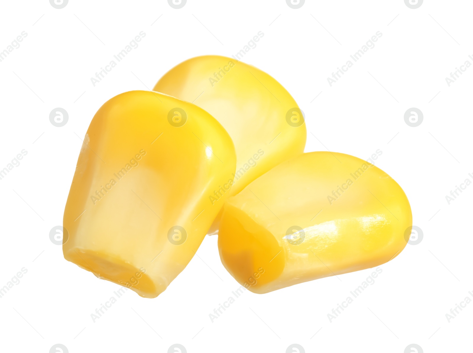 Photo of Fresh ripe corn kernels isolated on white