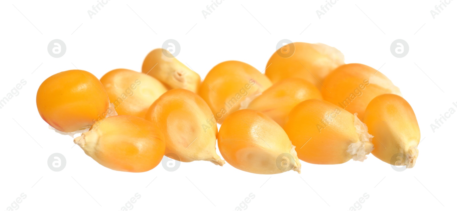 Photo of Pile of fresh corn kernels isolated on white