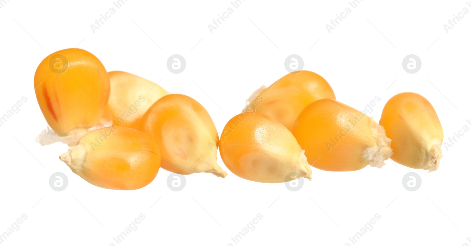 Photo of Pile of fresh corn kernels isolated on white