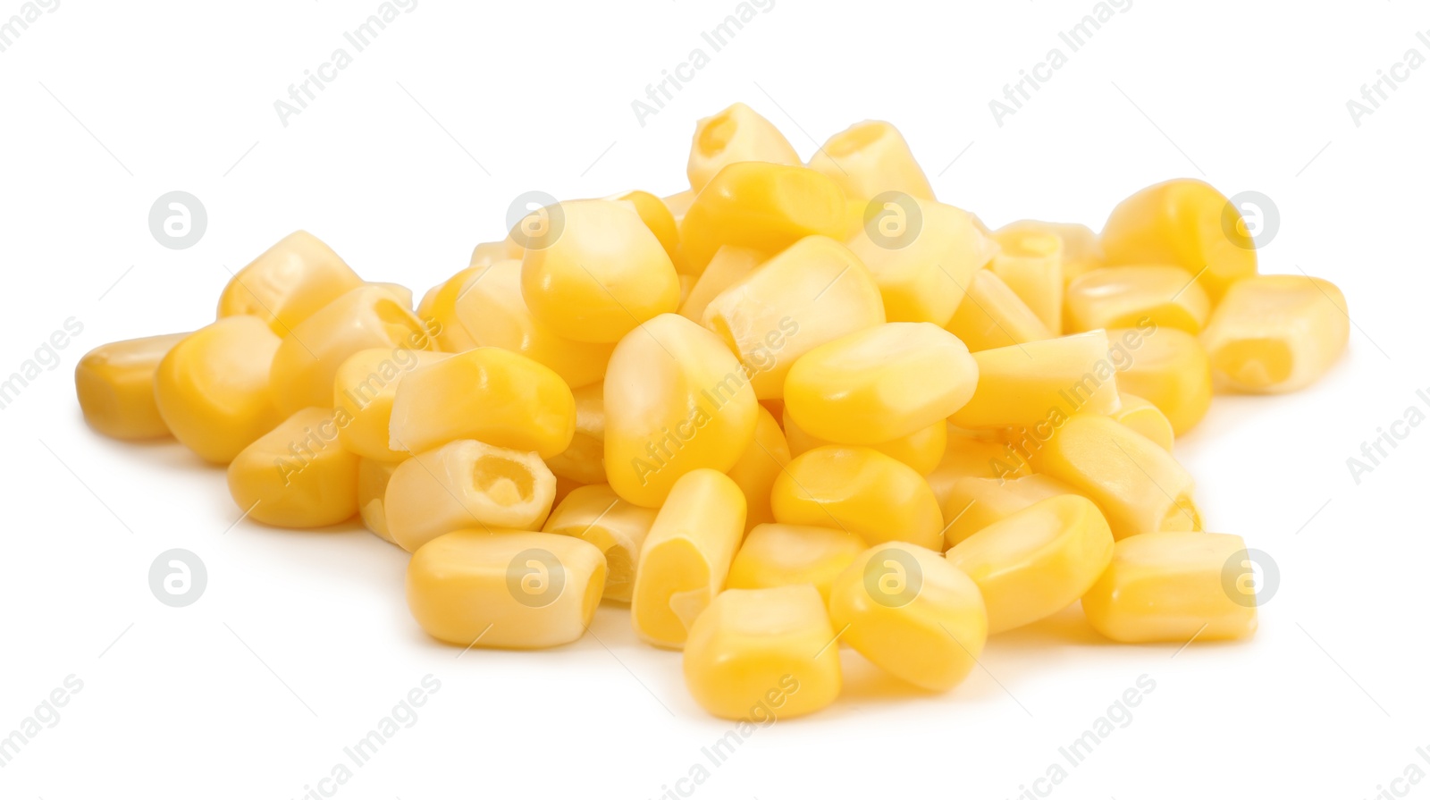 Photo of Pile of fresh corn kernels isolated on white