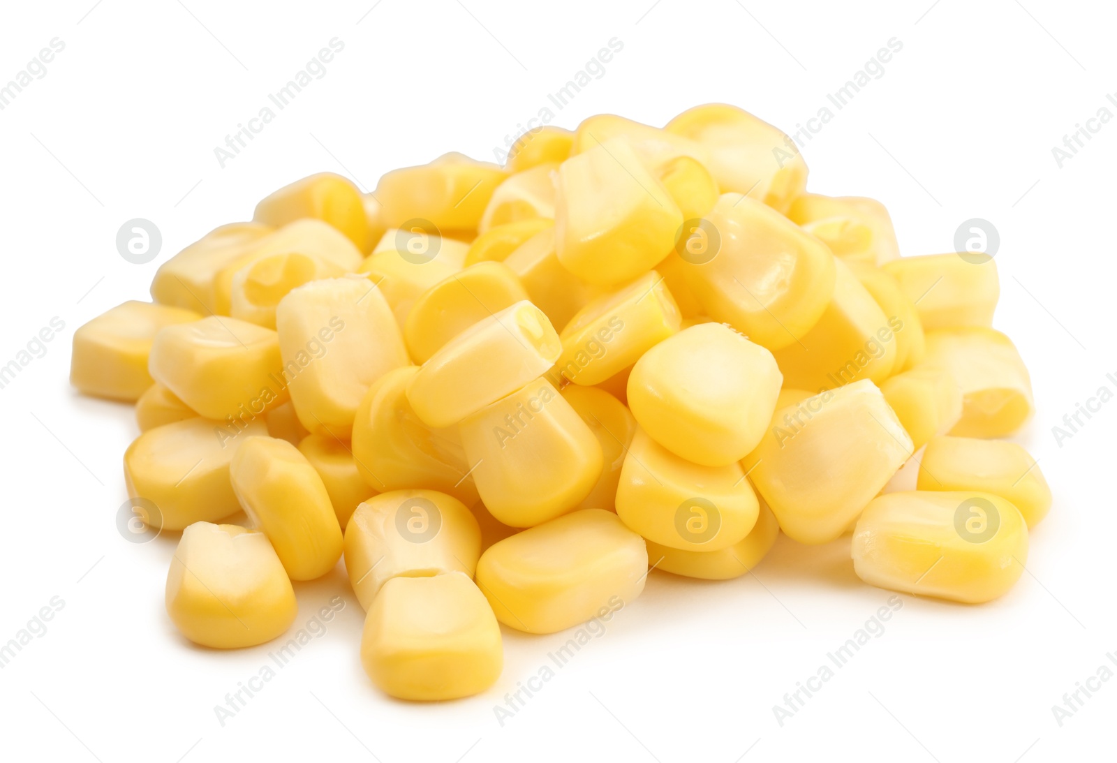 Photo of Pile of fresh corn kernels isolated on white