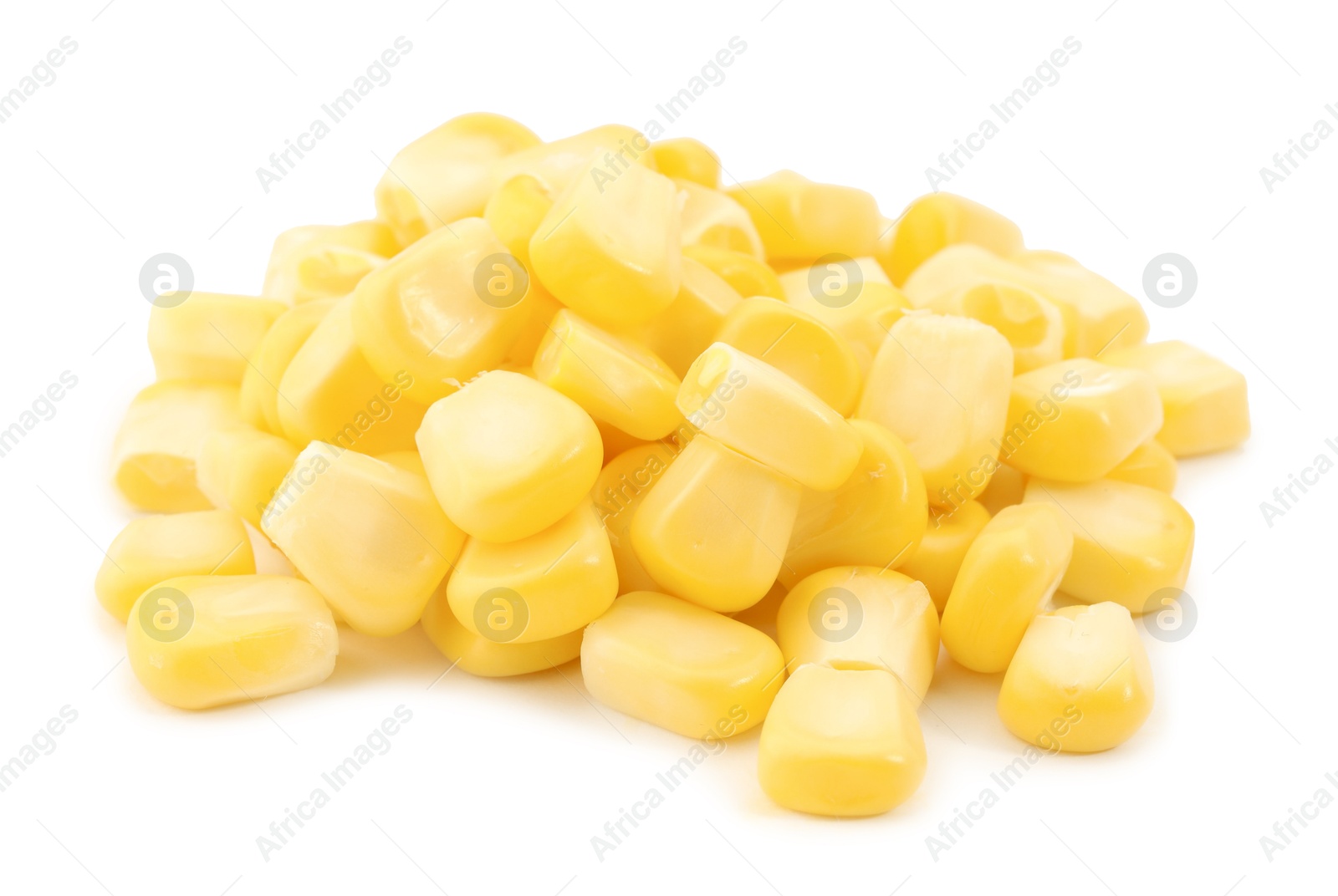 Photo of Pile of fresh corn kernels isolated on white