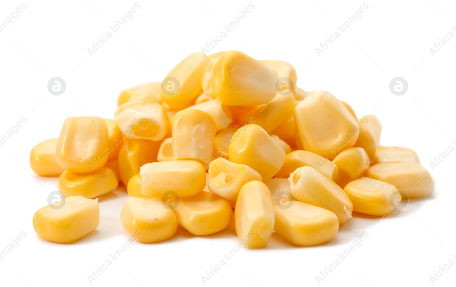 Photo of Pile of fresh corn kernels isolated on white