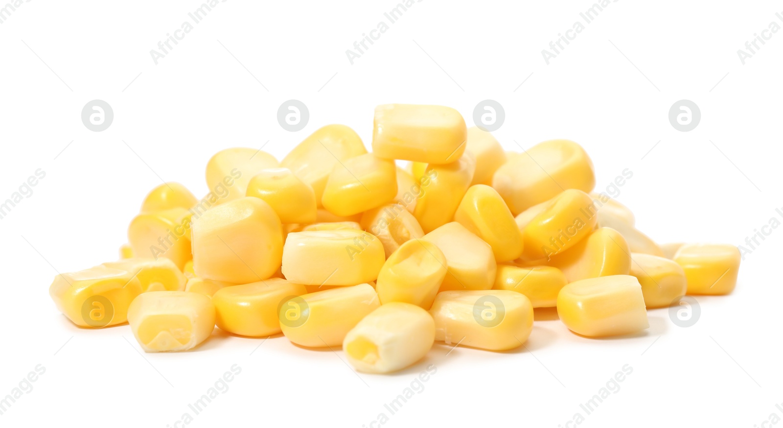 Photo of Pile of fresh corn kernels isolated on white