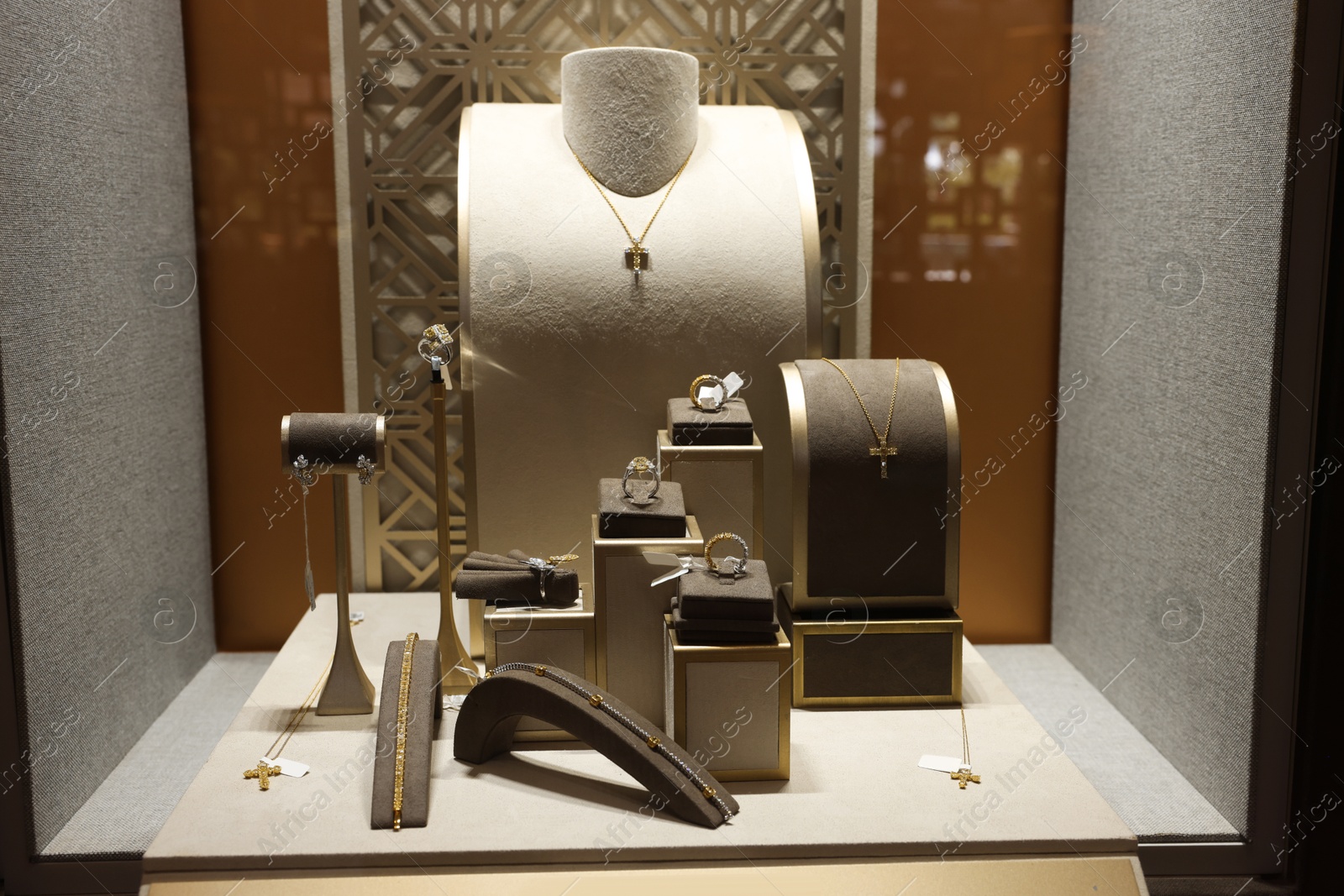 Photo of Store display with different jewelry in shopping mall