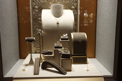 Photo of Store display with different jewelry in shopping mall