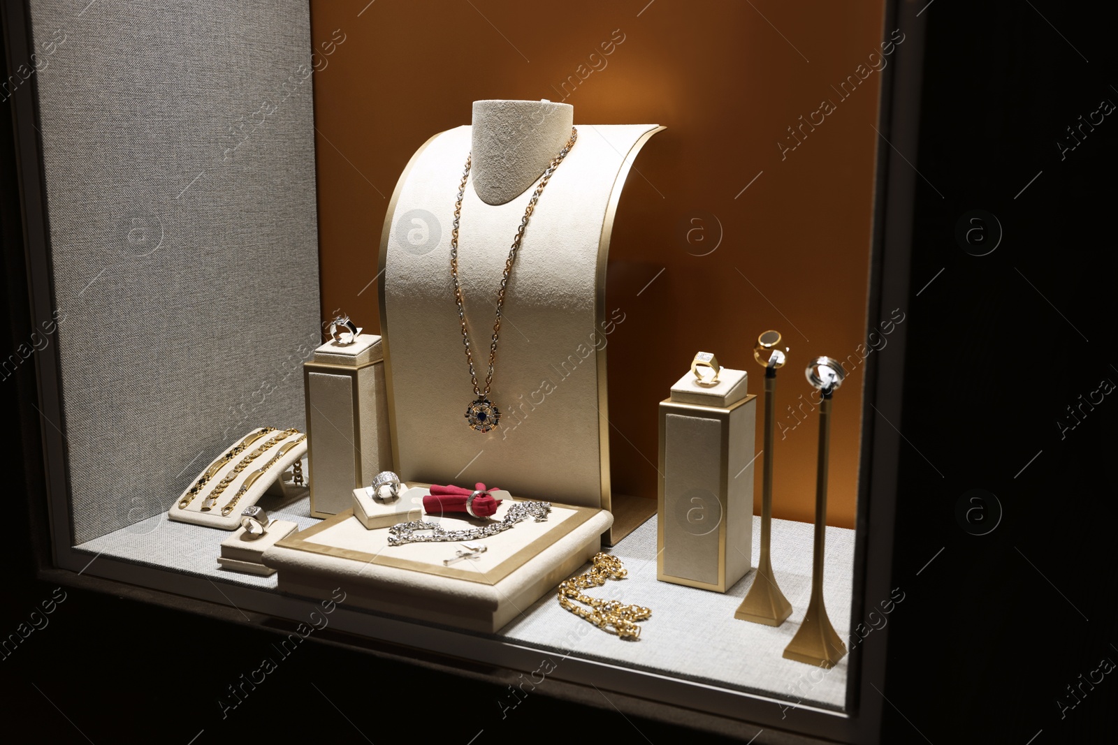 Photo of Store display with different jewelry in shopping mall