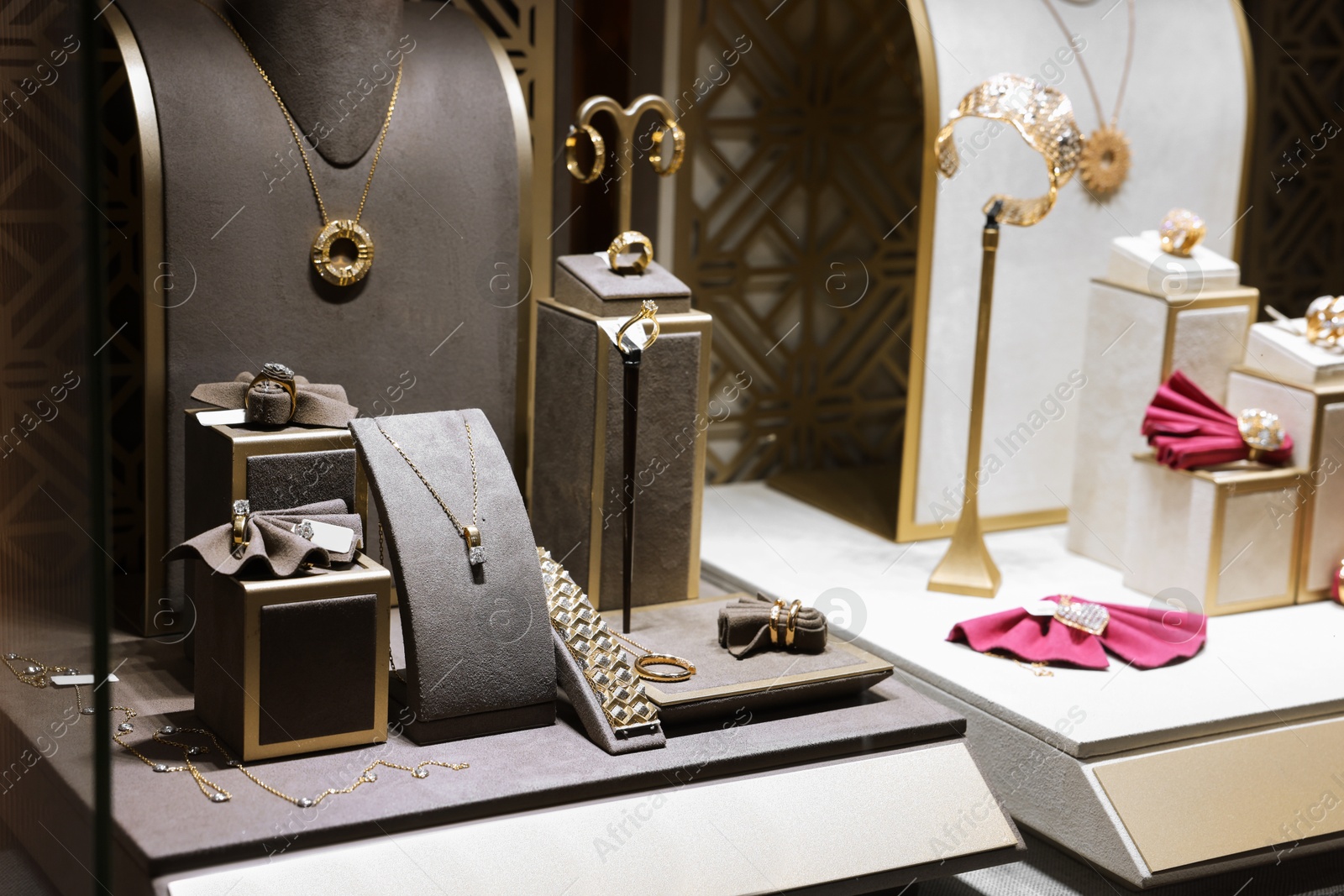 Photo of Store display with different jewelry in shopping mall