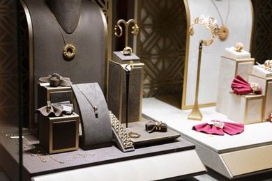 Photo of Store display with different jewelry in shopping mall