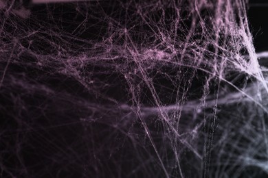 Image of Cobweb against black background, toned in gradient red color