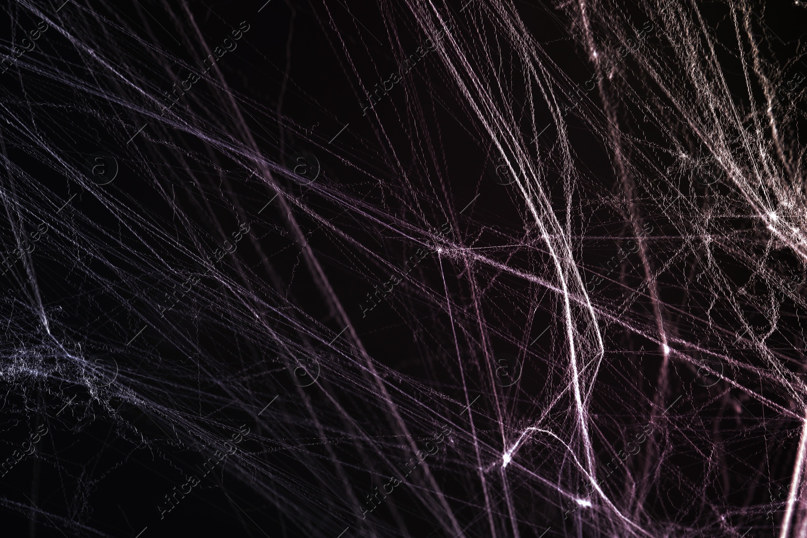 Image of Cobweb against black background, toned in gradient red color