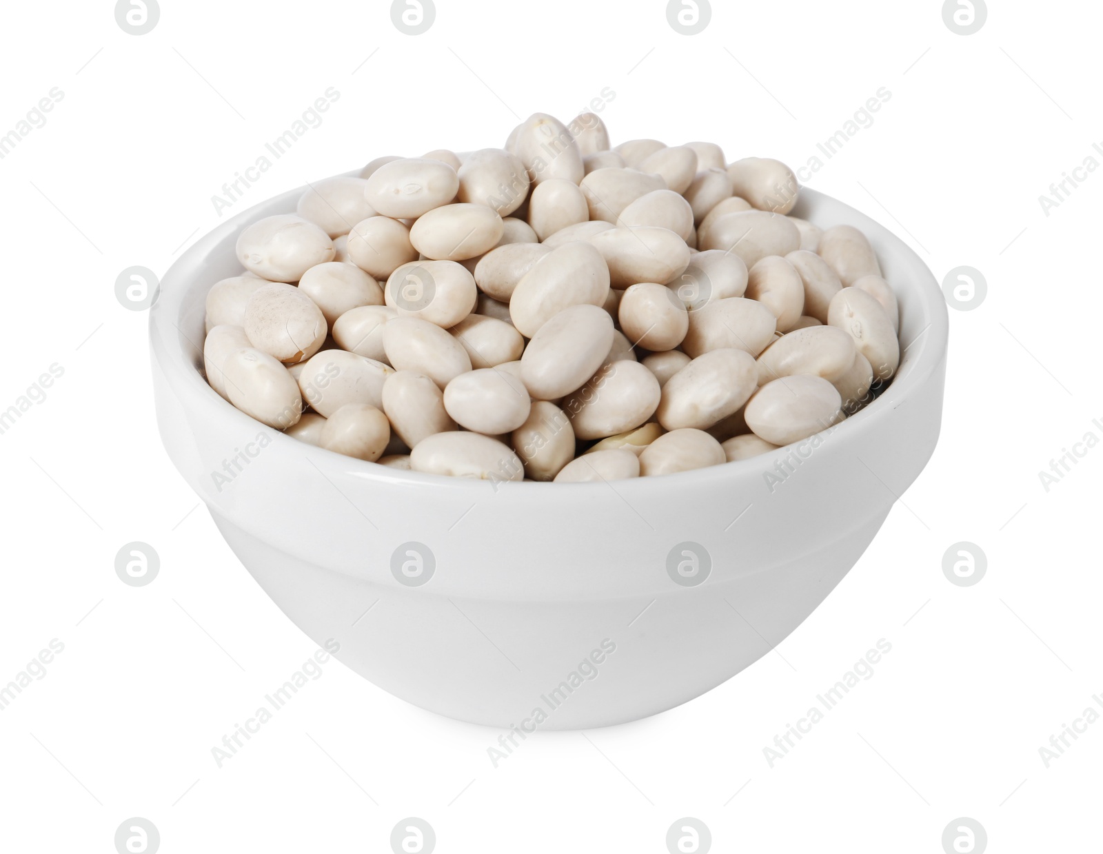 Photo of Dried beans in bowl isolated on white